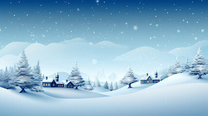 Fototapeta na wymiar Snow-Covered Village Under Starry Night, generative ai