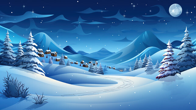 Frosty Winter Village Landscape, generative ai © Dieter Holstein