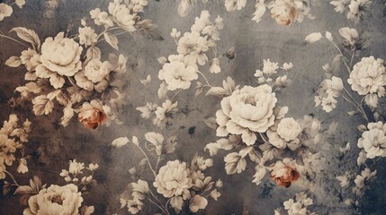 a group of flowers pattern on a wall background