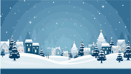 Village en hiver la nuit