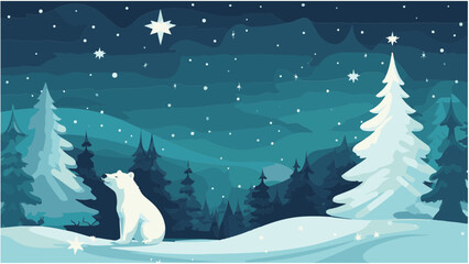 Petit ours polaire dans un paysage enneigé © HKTR-atelier