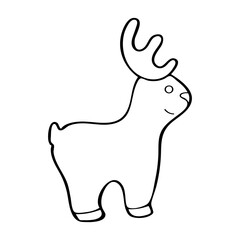Coloring book reindeer. Hand drawn line art illustration.