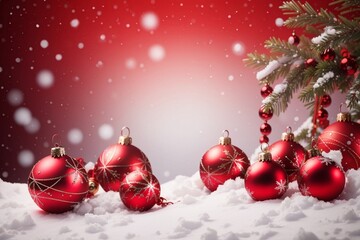 Fototapeta na wymiar christmas background with red balls
