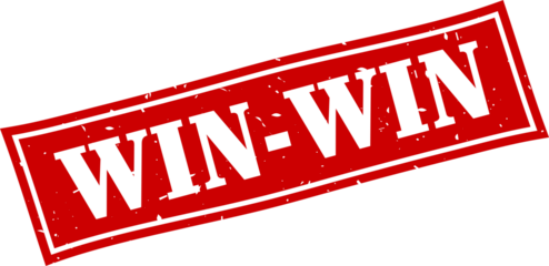 Win-win square grunge rubber stamp