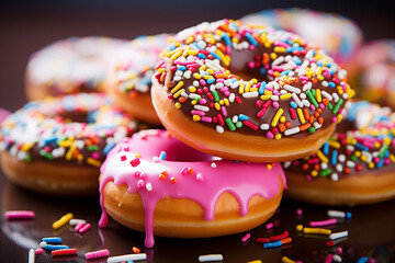 Variety of delicious and tasty donuts, each one a delectable treat waiting to be savored. Ai generated