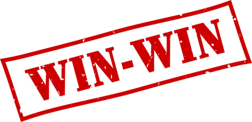 Win-win square grunge rubber stamp