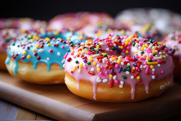 Variety of delicious and tasty donuts, each one a delectable treat waiting to be savored. Ai generated