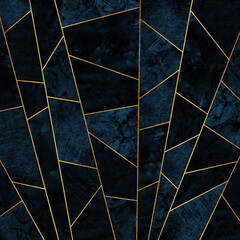 Navy Blue Abstract Tiles Mosaic