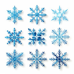 Fototapeta na wymiar set of snowflakes on white