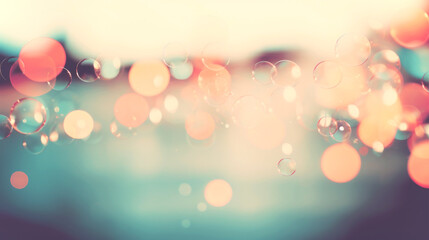 Abstract soap bubbles and bokeh on a muted color palette background