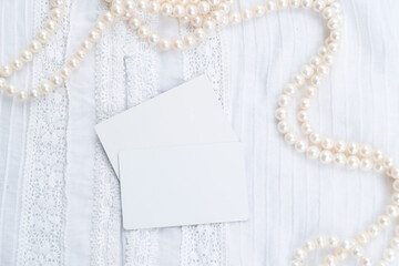 Pearl jewellery styled stock scene, for wedding invitation, product showcase or styled presentation...