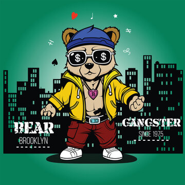 Gangster Bears Clip art Illustration