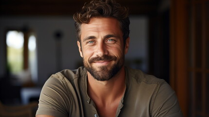 Obraz premium Confident Elegance: Smiling Middle-Aged Caucasian Man