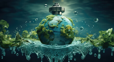 Koncept ziemi dającej nam wodę i życie na ziemi.  - obrazy, fototapety, plakaty