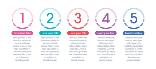 five steps infographic template. education, annual report, magazine information template. business infographic template