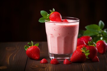 Refreshing creamy beverage made with strawberries and vanilla. Generative AI