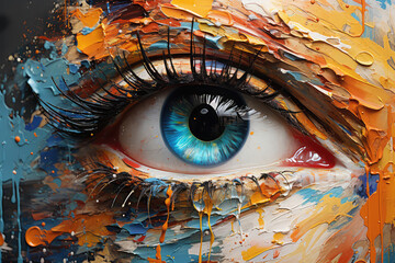 Fototapeta premium sztuka komputerowa przedstawiająca oko malowane grubo pędzlem.