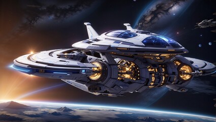 "Starship Dreams: A Futuristic Chrome Drone in 8K Octane 3D Render"