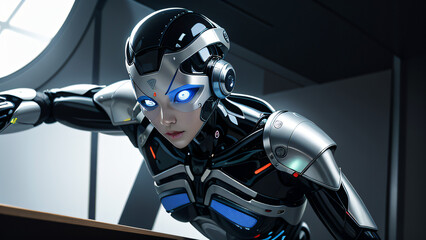 Die Zukunft der Automatisierung: Vision eines Robotermenschen - obrazy, fototapety, plakaty
