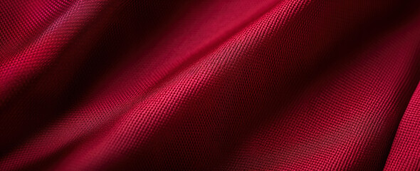 Red textile fabric, closeup detail to structure - future clothing materials concept. Generative AI