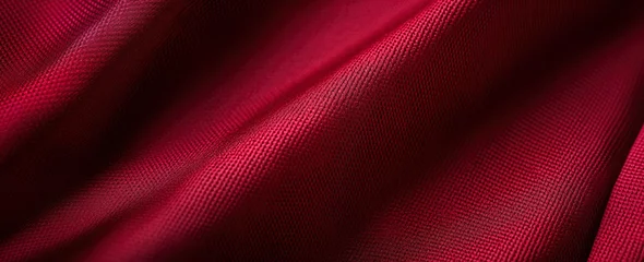 Gordijnen Red textile fabric, closeup detail to structure - future clothing materials concept. Generative AI © Lubo Ivanko