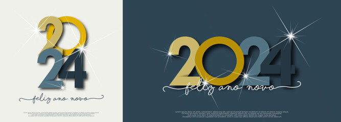 feliz ano novo 2024 - obrazy, fototapety, plakaty
