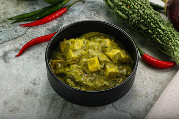 Indian cuisine - palak paneer cheese with spinach