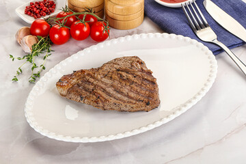 Grilled marble beef steak with sauce
