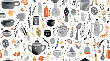 Estores personalizados para cocina con tu foto Kitchen stuff watercolor handdrawn seamless pattern 
