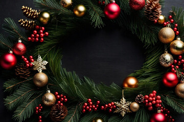 Fototapeta na wymiar christmas wreath with balls
