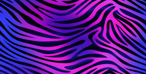 Zebra skin print seamless hand drawn neon pattern 