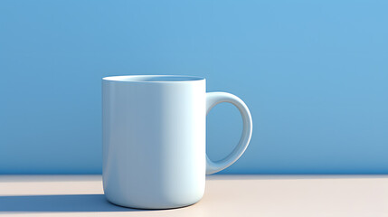 White ceramic mug mock up isolated on blue background