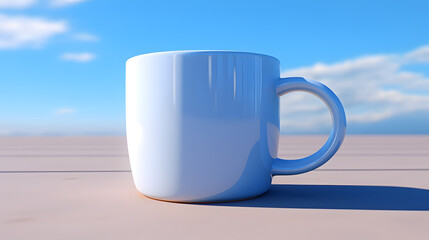 Obraz premium White ceramic mug mock up isolated on blue background