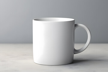 White ceramic mug mock up isolated on grey 
 background - obrazy, fototapety, plakaty