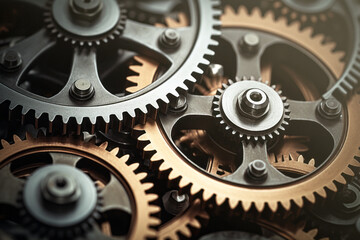 Engranajes mecánicos vistos de cerca.