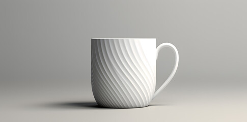 White ceramic mug mock up isolated on grey 
 background - obrazy, fototapety, plakaty