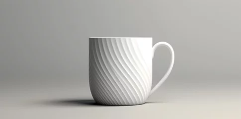 Fotobehang White ceramic mug mock up isolated on grey   background © Oksana