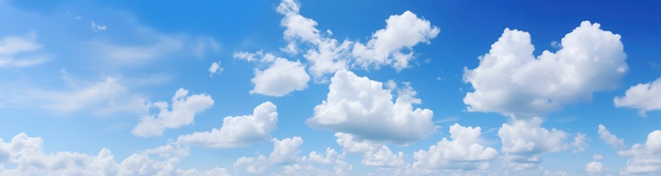 Blue sky panorama with some white clouds