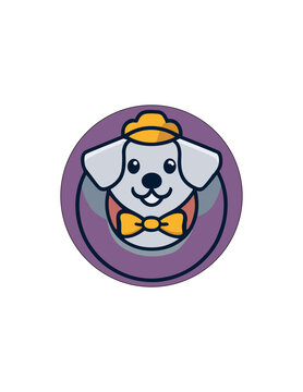 perrito elegante con sombrero y corbat&iacute;n.