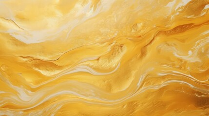 Gold fluid art marbling paint textured background, copy space, 16:9