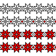 Ukrainian cross-stitch ethnic ornament, Vector illustration on white background, Seamless pattern, Borders