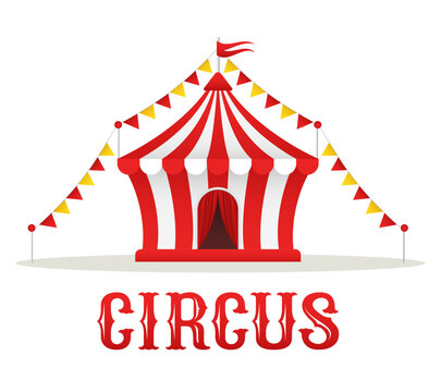 Circus. Circus dome and inscription. Vector clipart isolated on white background.