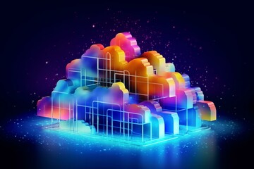 Abstract cloud storage computing technology. Generative AI