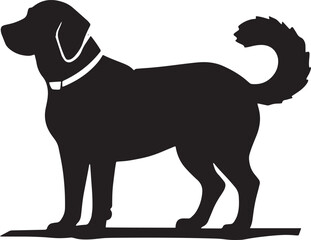 An illustration of a black and white Labrador Retriever, a breed known for its friendly and gentle nature