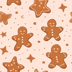 seamless pattern with gingerbread cookies