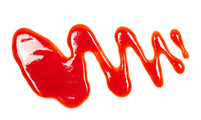 Chili sauce spilled isolated on white background, top view, clipping path
