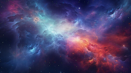 Naklejka premium ascinating backgrund like cloud mountains with bright light in the middle as galaxy with gorgeaus endless cosmos landscapes with creations of nebulae and planets 