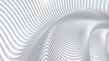Abstract white background curved pattern in design 3d render