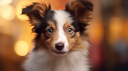 Bright-eyed Shetland Sheepdog Puppy with Playful Disposition