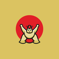 Cute sumo logo design vector